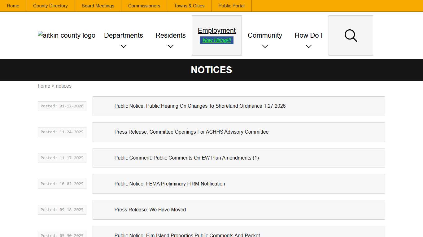 News & Notices Aitkin County, MN